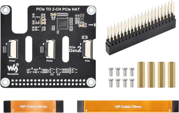 Produktbild WaveShare PCIe auf 2-CH PCIe HAT Adapter für Raspberry Pi 5