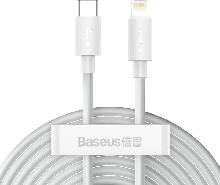 Actual product image Baseus Simple Wisdom Data Cable Kit USB-C to Lightning PD 20W (2PCS/Set) 1.5m White (1.50 m, 20 W)