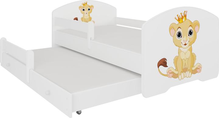 Produktbild ADRK Furniture Doppelbett mit Geländer und Matratzen PEPE II LION 160x80 (160 x 80 cm)
