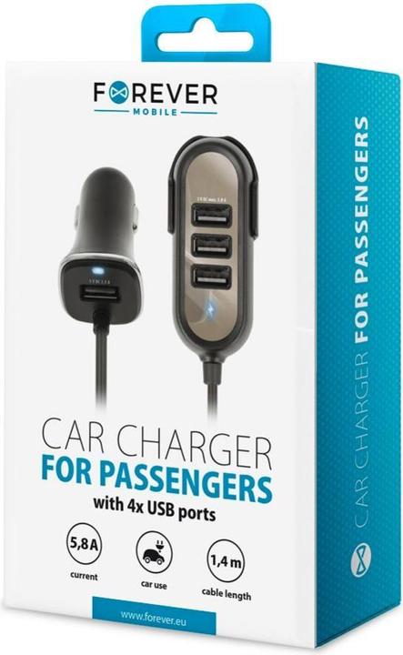 Forever PC-01 car charger (4 x USB | 5.8 A) for passengers