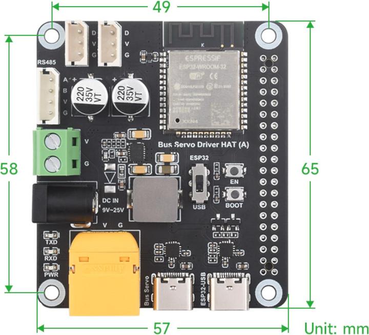 Immagine prodotto WaveShare Servo driver per bus seriale HAT