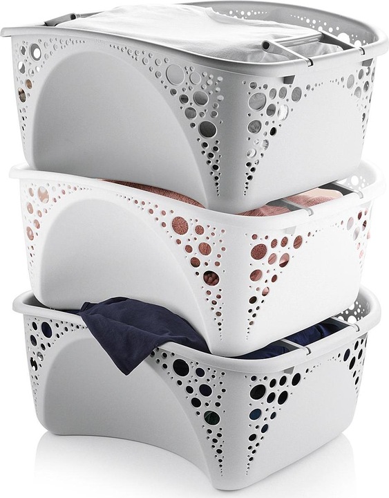 Produktbild Wäschekorb 40l stapelbar grau (40 l)
