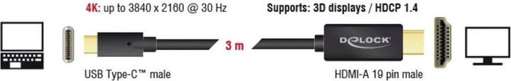 Produktbild Delock USB Typ C — HDMI (Typ A) (3 m, HDMI, USB Typ C, 1.4)