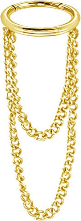 Image du produit Star Piercing Micro anneau segment pliable pendentif doré deux chaînes (Acier chirurgical 316L, sans laiton)