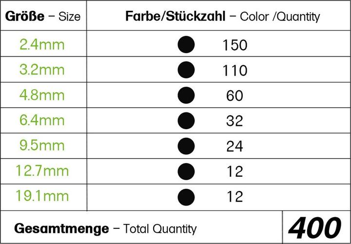 Immagine prodotto Offgridtec Schrumpfschlauch Sortiment Schwarz 3:1 Ratio mit Kleber Doppelwandig 400 Stück 45mm Länge Verschie (400x)