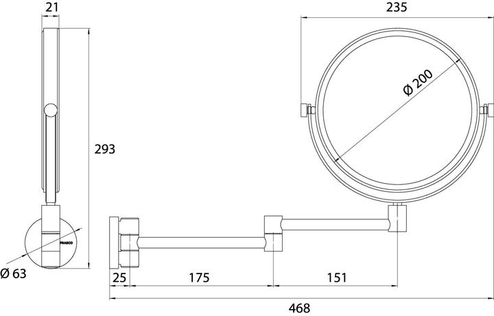 Productafbeelding Emco Cosmeticaspiegel 3-voudig chroom 1-armig rond