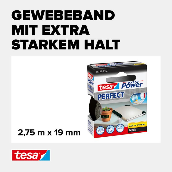 Actual product image tesa EXTRA POWER PERFECT fabric tape, fabric-reinforced duct tape (19 mm)