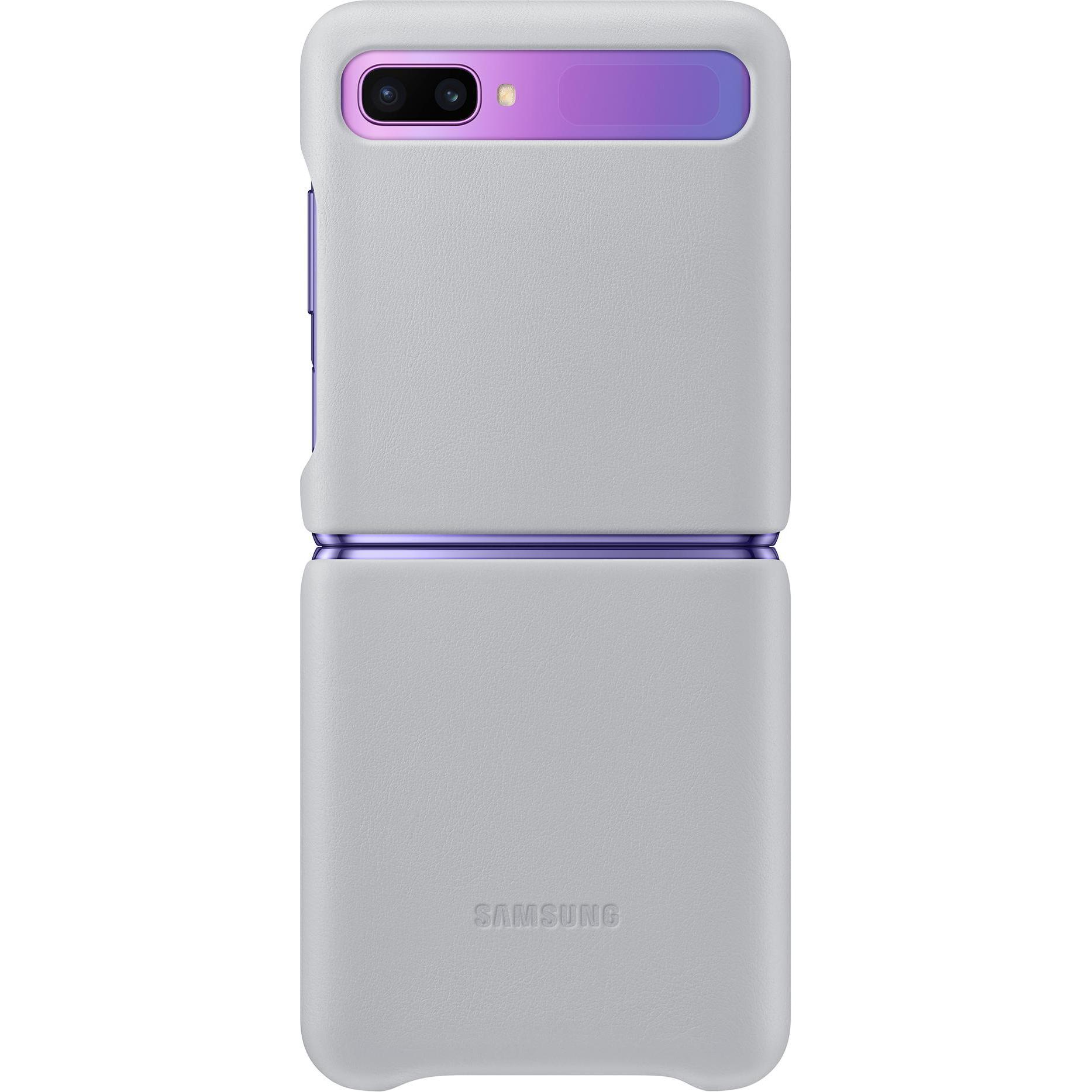 Samsung Leather Cover (Samsung Galaxy Z Flip), Smartphone Hülle, Silber