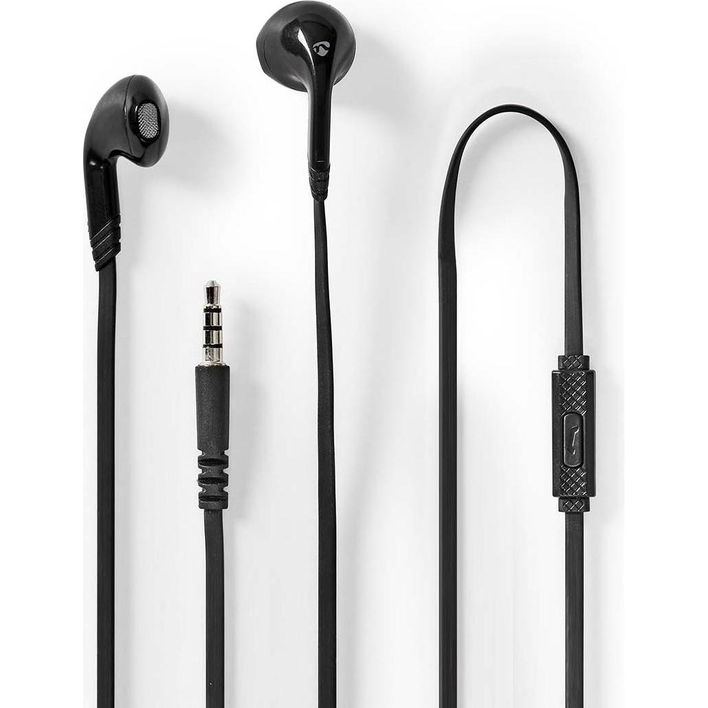 Nedis Kopfhörer mit Kabel 3.5 mm Seillänge: 1.20 m Eingebautes Mikro Schwarz (Kabelgebunden), Kopfhörer, Schwarz