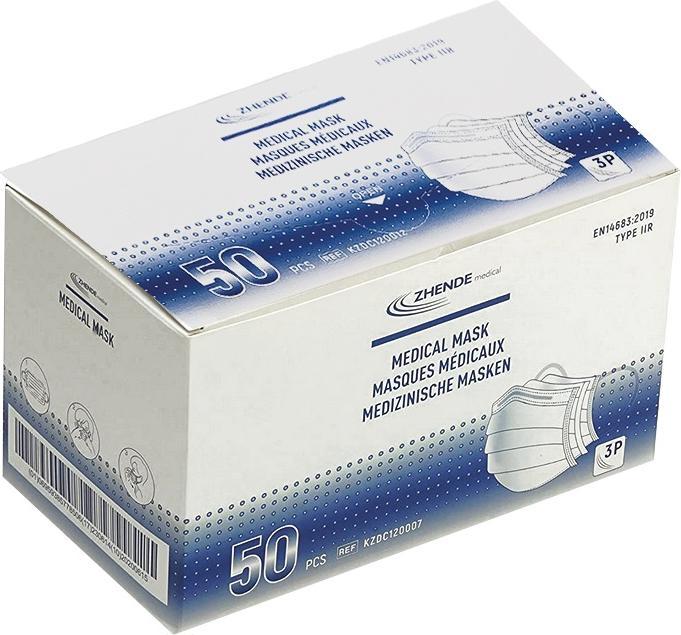 Actual product image Zhende Medical mask type IIR non-sterile, 50 pcs. (Protection class I, 50 x)