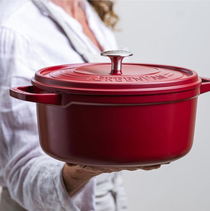 Produktbild Greenpan Featherweights Stoofpot met keramische antikleeflaag met deksel RED 22cm (Bräter + Schmortopf, Aluminium, 22 x 9.40 cm)