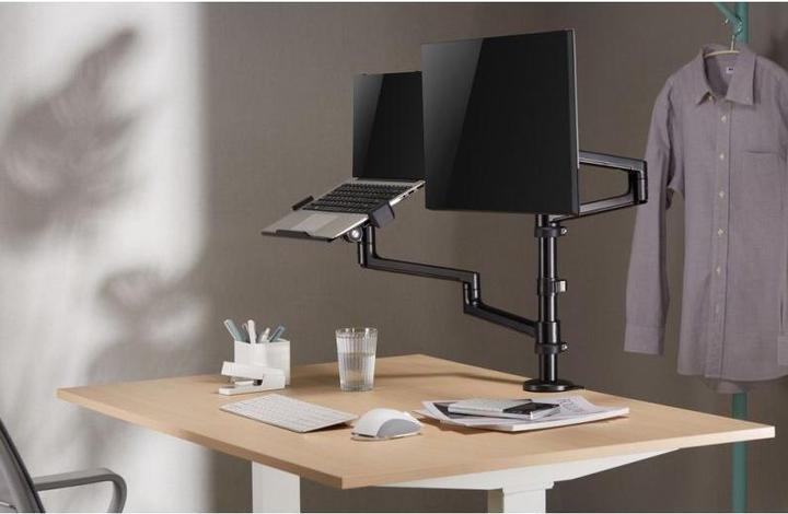 Actual product image Gembird Regulowany uchwyt biurkowy z ramieniem na monitor i podstawką na notebooka 17-32inch do 8kg (Table, 32", 8 kg)