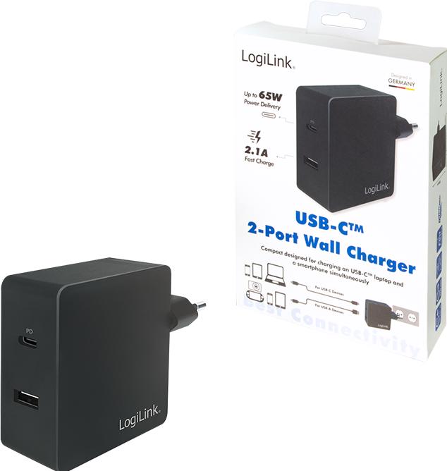 Actual product image LogiLink USB socket adapter (65 W, 2 ports)