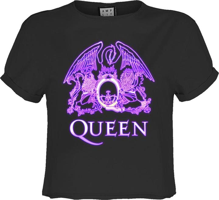 Actual product image Amplified Womens/Ladies Neon Sign Queen Crop Top (M)
