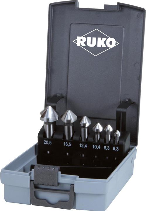 Ruko Kegelund EntgratsenkerSatz Form CHSS in ABSKunststoffkassette tlg (10,4 mm, 12,4 mm, 16,5 mm, 20,5 mm, 6,3, 8,3)