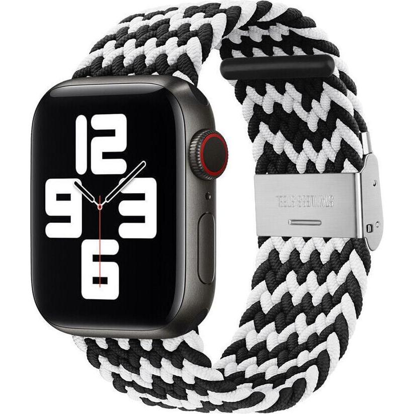 Strap-it geflochtenes Armband (Nylon, Apple Watch), Uhrenarmband, Schwarz