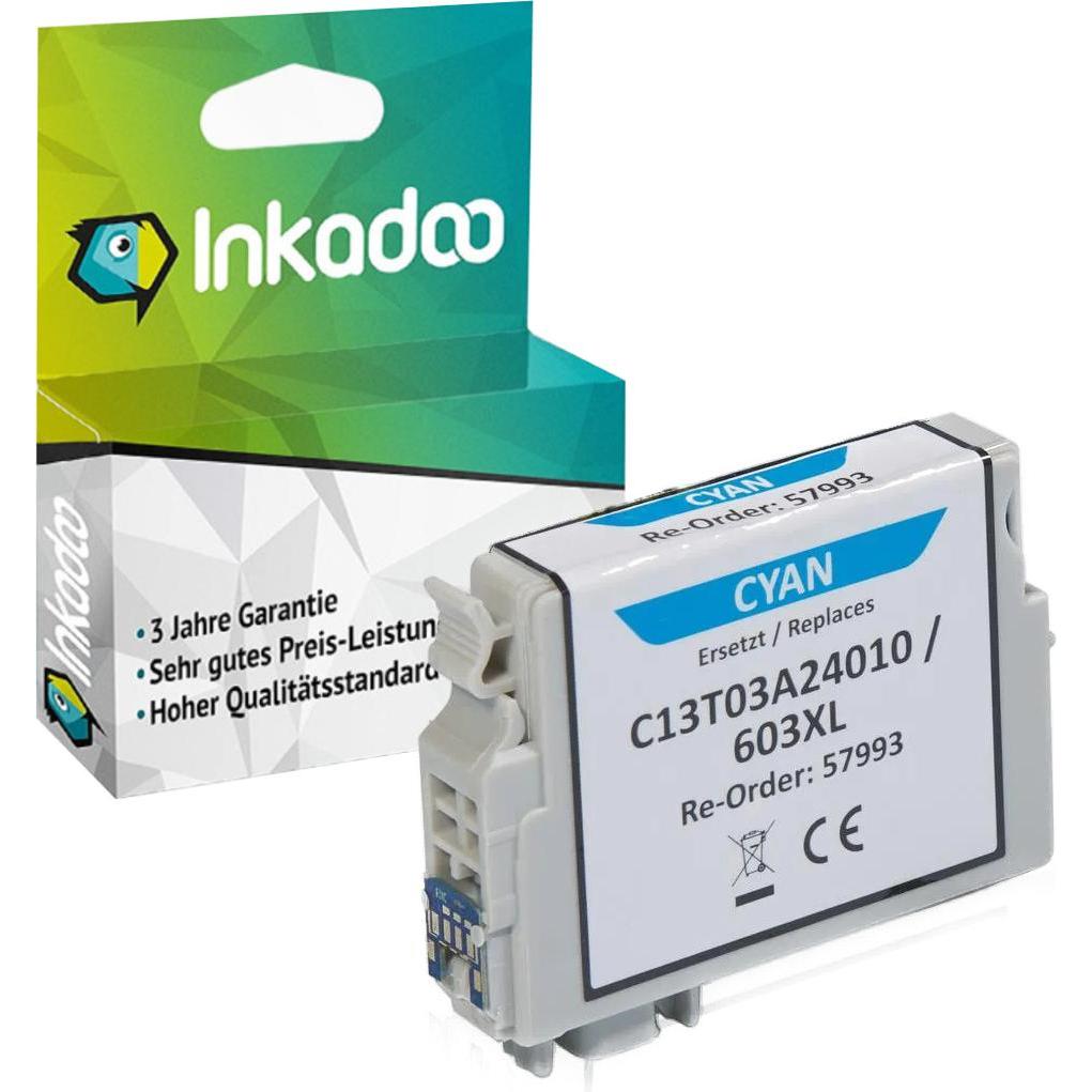 Inkadoo, Druckerpatrone, Druckerpatronen kompatibel zu Epson C13T03A24010 / 603XL Tintenpatrone, cyan Cyan (C)