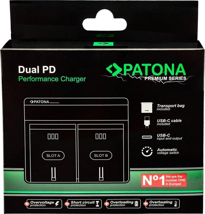 Immagine prodotto Patona Batterie di ricambio Doppio caricatore USB USB-C (Caricatore)