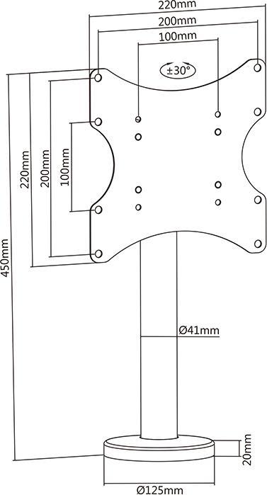 Image du produit Multibrackets Support de table Fixmontage 23-43", métal, noir