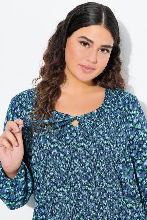 Produktbild Ulla Popken Midikleid, Blüten, A-Linie, Rundhals, Langarm (50, 52)