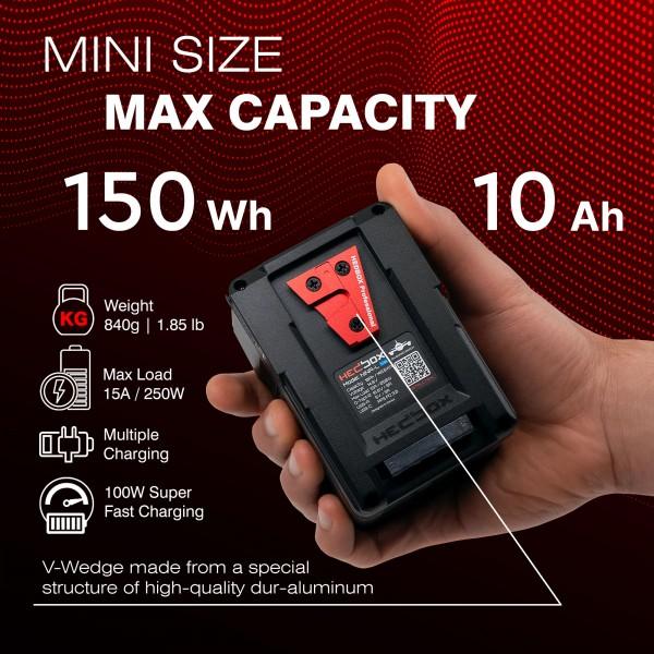 Image du produit Hedbox Cine V Lock Mount ( High Dur Aluminium )14.8V / 150Wh / 10050mAh15A / 250W Max LoadUSB-A Output 5V (Batterie de l'appareil photo)