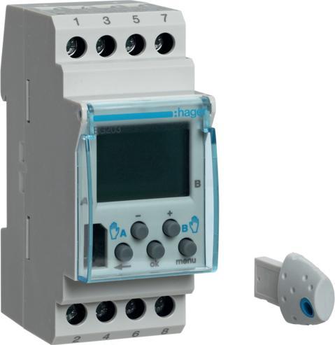 Image du produit Hager Horloge hebdomadaire 2 inverseurs EG203 16A 2PLE digital
