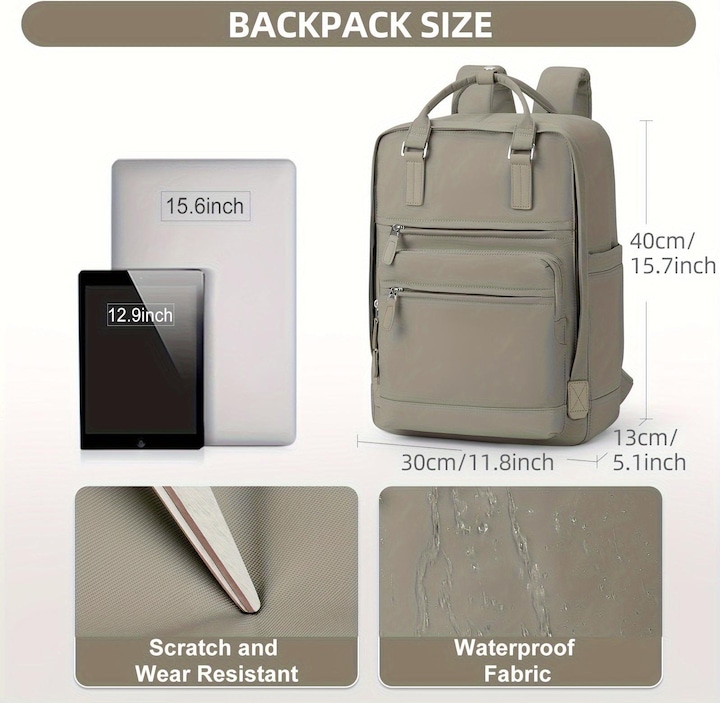 Produktbild Only-Bags.Store Solide Farbe Computer Laptop-Rucksack, einfache Preppy-Stil Schultasche, lässig Nylon Reise Sport