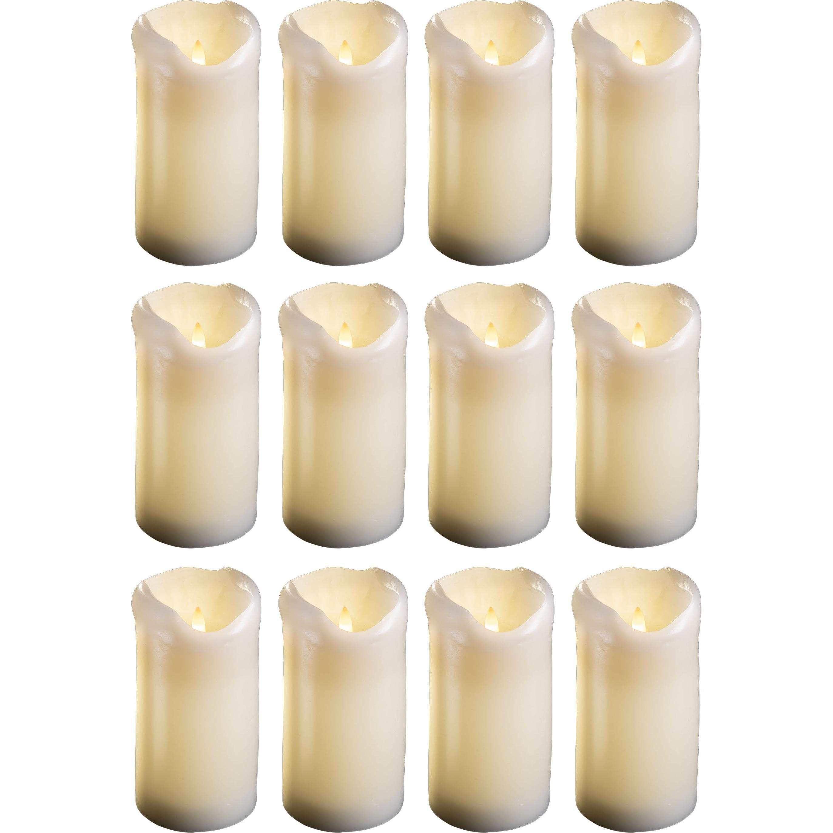 Novaliv, LED Kerzen, 12x LED-Stumpenkerze mit Timer 6 Stunden - Echtwachs LED warmweiß 7,5cm Durchmesser 15cm Höhe - 2 A...