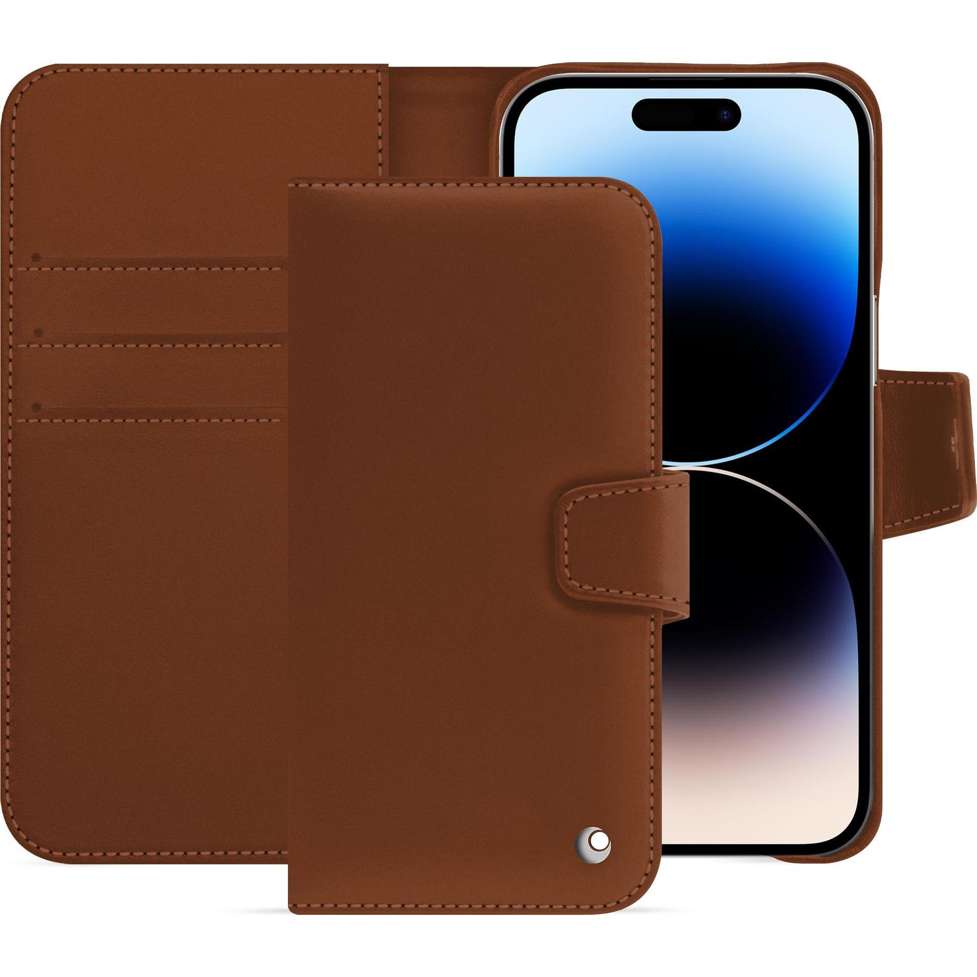 Noreve Lederschutzhülle Apple iPhone 15 Pro Max (Apple iPhone 15 Pro Max), Smartphone Hülle, Braun