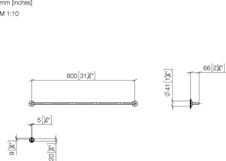 Actual product image Dornbracht Porte-serviettes de bain, 800 mm, 83080979-99, 83080979-99