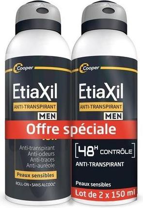 Image du produit Etiaxil Deodorant for Men Anti-Perspirant 48h Control Aerosol 150ml - Pack of 2 (150 ml)