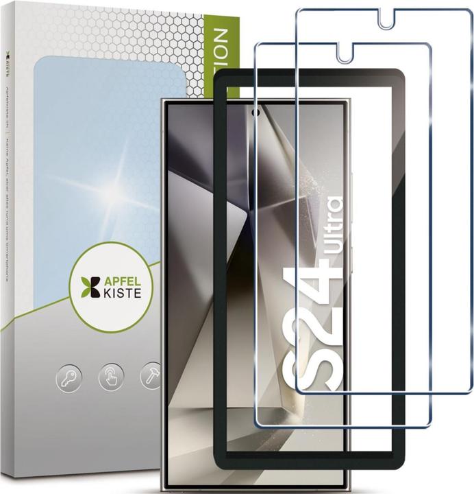 Produktbild Apfelkiste - Panzer Glas Displayschutzfolie mit Montagerahmen (2er Set) (2 Stück, Samsung Galaxy S24 Ultra)