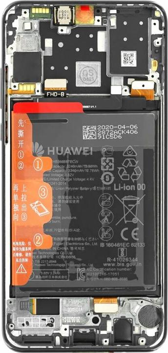 Produktbild Huawei Display-Einheit + Rahmen + Akku P30 Lite New Edition schwarz 02353FPX