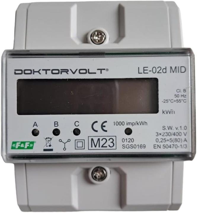 F&R Compteur électrique triphasé MID 63A 230/400V compatible avec écran LCD LE-02D