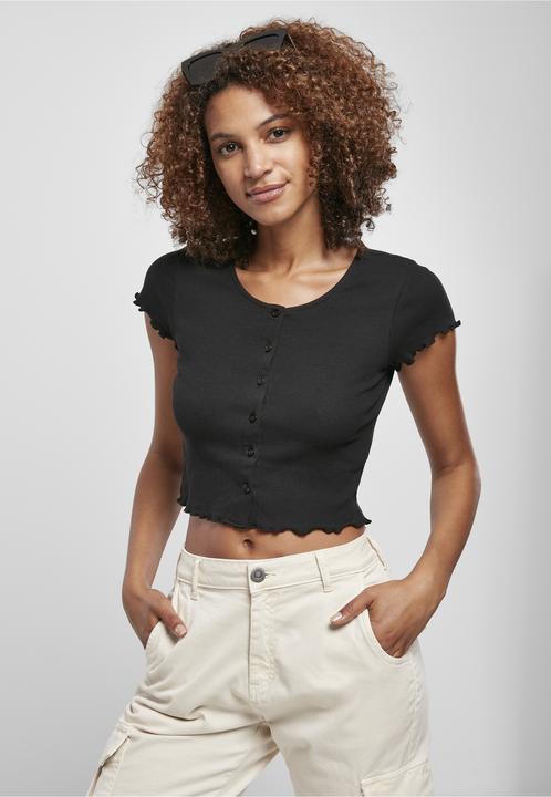 Image du produit Urban Classics Ladies Cropped Button Up Rib Tee (M)