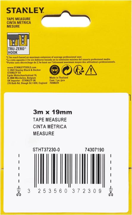 Produktbild Stanley Bandmass Compact PRO 3 m / 19 mm (3 m)
