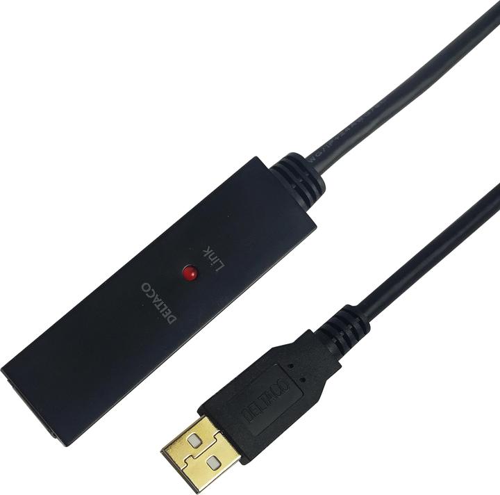 Actual product image Deltaco PRIME USB extension cable, active, USB 2.0, 7m, black (7 m, USB 2.0)