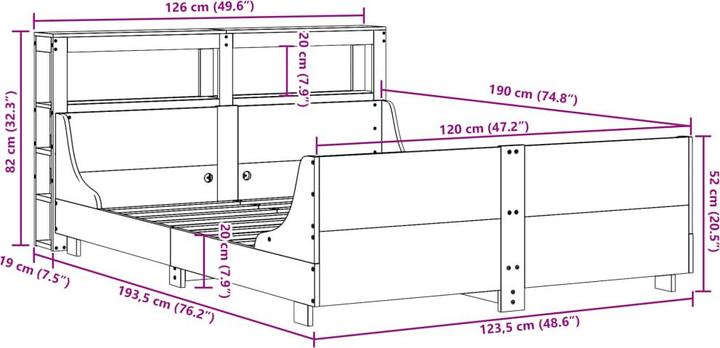Actual product image vidaXL Bettrahmen (120 x 190 cm)