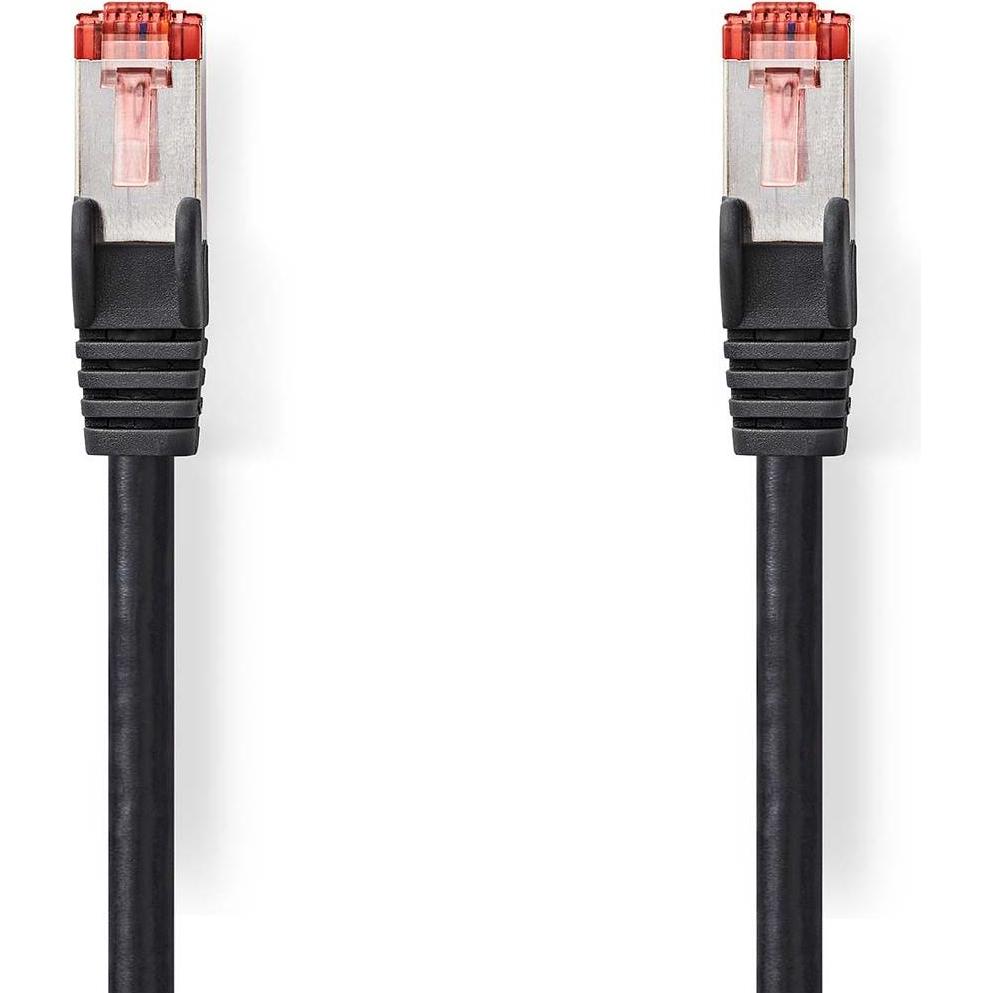 Nedis Cat 6 Kabel RJ45 Stecker RJ45 Stecker S/FTP 7.50 m Rund LSZH Schwarz Label (S/FTP, CAT6, 7.50 m), Netzwerkkabel