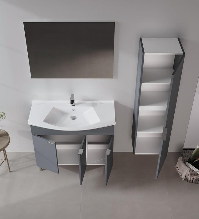 Produktbild Homitis Purus 100 Bathroom Cabinet With Sink & Mirror Set (2 Pieces)