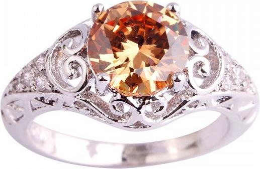 Actual product image Hermex silver plated ring with morganite / zirconia - size 55 / size 7 (55)