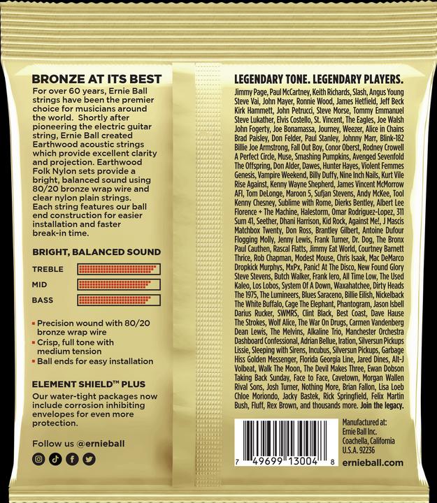 Valeurs nutritives et ingrédients Ernie Ball Jeu de cordes, Earthwood 80/20 Bronze 3er Pack, Light 11-52 (6 x, 0.05")