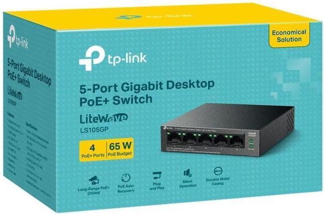 Produktbild TP-Link 5-Port Gigabit Desktop Switch mit 4 PoE+ Ports, lüfterlos (5 Ports)