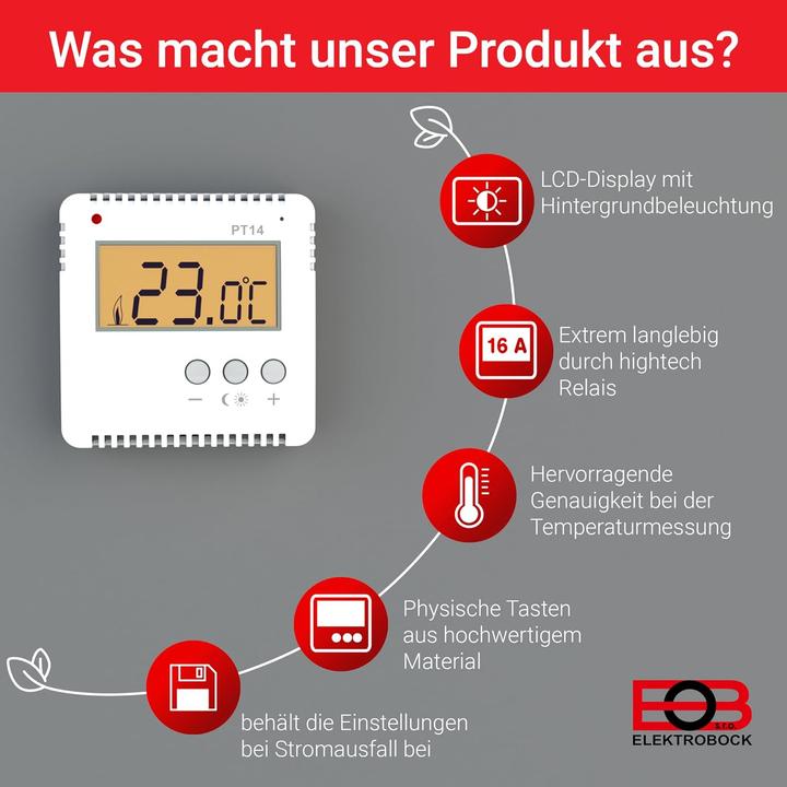 Actual product image Elektrobock EB PT14 - Room thermostat surface-mounted (PT14)