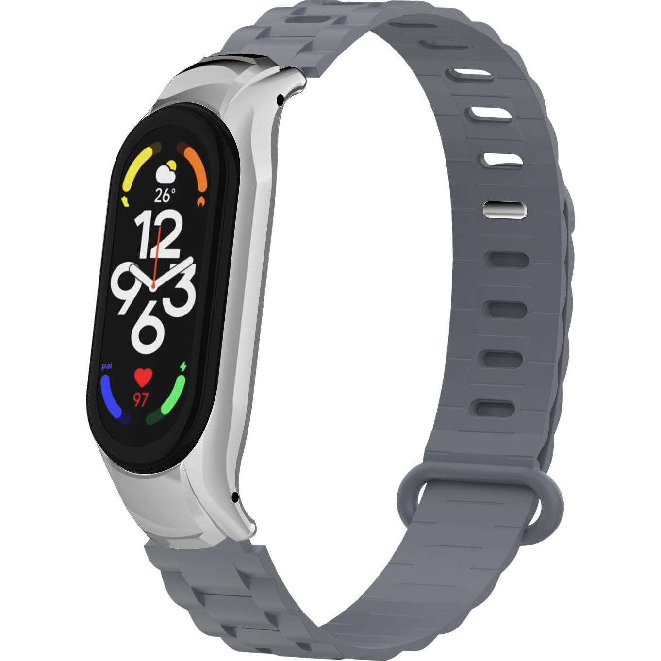 Strap-it Armband (Silikon, Mi Band 7), Uhrenarmband, Grau