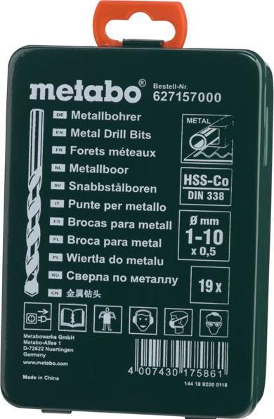 Produktbild Metabo Hss-Co (1 mm, 1.5 mm, 4.5 mm, 5 mm, 5.5 mm, 7.5 mm, 8 mm, 8.5 mm, 3 mm, 3.5 mm, 4 mm, 6 mm, 6.5 mm, 7 mm, 9 mm, 9.5 mm, 10 mm, 2 mm, 2.5 mm)