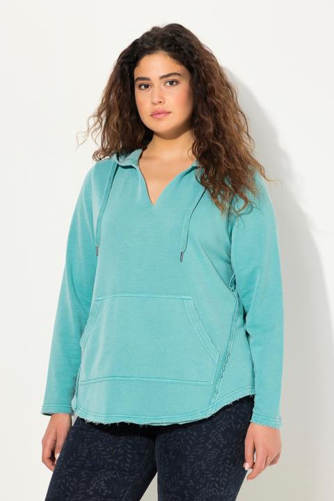 Produktbild Ulla Popken Hoodie, offenkantig, Kapuze, V-Ausschnitt, Langarm (42, 44)