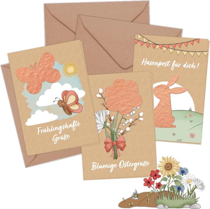 Image du produit Papierdrachen 3 Klappkarten mit Saatpapier – Osterhasenwelt (3 pcs)