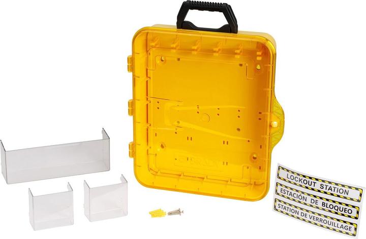 Produktbild Brady Lockout-Station für 12 Schlösser, Sicherheits-Blockierbügel und Anhänger, Polypropylen, Gelb