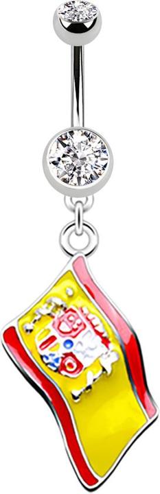 Produktbild Star Piercing Banane silber mit Anhänger Flagge Spanien (ohne Messing, Chirurgenstahl 316L)